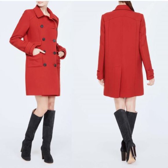 Ba&sh Coat Jay Jacket Red Ba&sh Size 4US / 0UK Vrigin Wool - Picture 1 of 17
